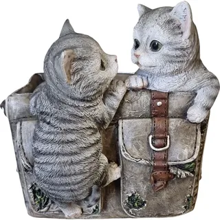 FD Dekofigur Katzen in der Tasche 24 cm bunt