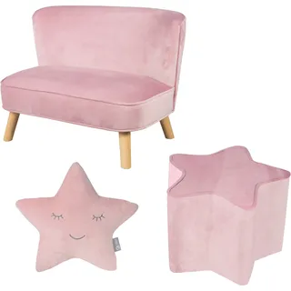 roba Kindersitzgruppe Lil Sofa 3-tlg. Holz rosa