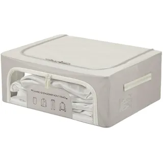 Kasanova 1 KLEIDERBOX CM 50X40X20 SCHRIFTZUG TAUBENGRAU, Polyester Eisen MDF-Faserplatte PVC-Kunststoff, gray