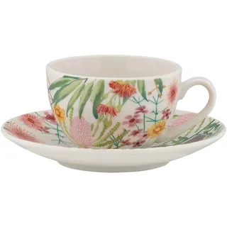 Maxwell & Williams II0195 Native Blooms Espressotasse mit Untertasse aus Porzellan, Mehrfarbig, 100 ml