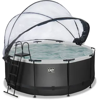 EXIT TOYS Black Leather Pool 360 x 122 cm inkl. Sandfilterpumpe, Abdeckung und Wärmepumpe