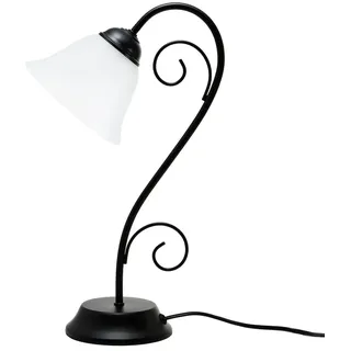 Licht-Erlebnisse Elegante Tischleuchte ATHEN Landhausstil Rustikal in Schwarz Weiß Tischlampe Schreibtisch Nachttisch, 7812