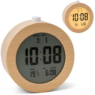 Wecker Digitalwecker Tischuhr Holzwecker Nachttischwecker digital Holz Licht