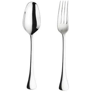 PINTINOX - Salatbesteck aus Edelstahl, Löffel und Gabel zum Servieren von Salat, Serie Carlton, Edelstahl 18/10, Set 2 Stück