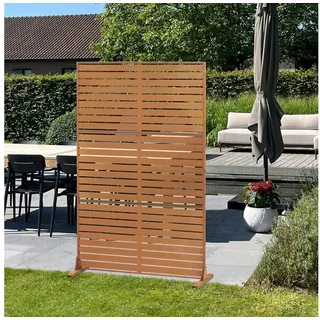 casa.pro Trennwand Nodepp Raumteiler 180 x 120 cm Sichtschutz Outdoor Indoor Raumtrenner Terrasse Balkon Cortenstahl Paravent Edelrost