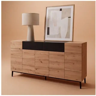 Newroom Sideboard Wildeiche 180 cm, Wildeiche Sideboard Vintage Industrial Highboard Anrichte Wohnzimmer braun