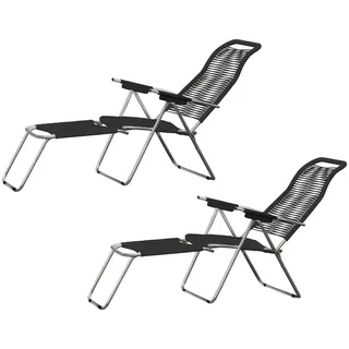 Fiam - Liegestuhl Spaghetti, Gestell Aluminium / Bespannung schwarz (2er-Set)