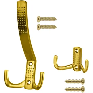 Stahlia Garderobenhaken Kleiderhaken Garderobe (2 Stück) GOLD-OPTIK Metallhaken Haken zum Schrauben Haken für Garderobe Handtuchaufhänger