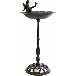 Gusseisen Vogeltränke Elfe Antik Braun - 51 Cm - Vogelbad Mit Standfuß