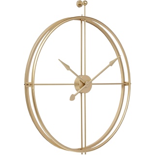 LW Collection Wanduhr Alberto Gold 80cm - Große industrielle Wanduhr Metall - Moderne Wanduhr - Leises Uhrwerk - Stille Uhr