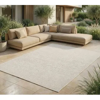 Jimri Outdoorteppich Key West, Rechteckig, Outdoor Teppich Balkonteppich Terassenteppich weiß Rechteckig | 80 cm x 150 cm