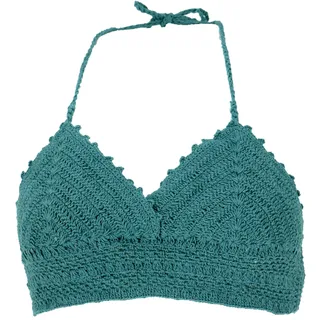 GURU SHOP Häkeltop, Bikinitop, Strandtop, Hippie Bra - Petrol, Damen - 75A