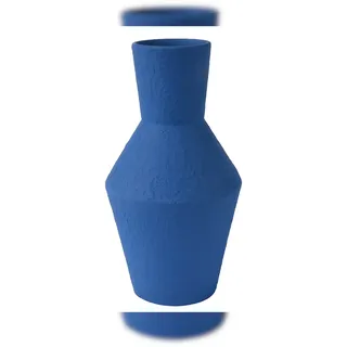 Decoris Vase Terrakotta 11x21cm Deko Blumenvase blau handgemacht - Stabile Tischvase - Wohnzimmer Deko - Keramikvase Modern Rund - Tulpenvase - Flower Vases