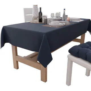 PETTI Artigiani Italiani - Tischdecke, Tischdecke, Küchentischdecke aus Baumwolle, einfarbiges Design, Blau, 6 Plätze (140 x 180 cm), 100% Made in Italy