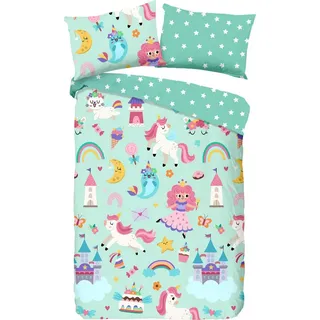 good morning Kinderbettwäsche Kinder-Wendebettwäsche "Magic", Renforcé, Renforcé Motiv: Prinzessin/Sterne grün