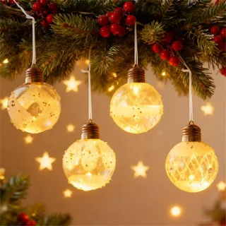 4 Stück Weihnachtskugeln Beleuchtet Hängend Christbaumskugeln LED Warmweiß Kunststoff Baumkugeln Beleuchtet Batterie Innen Weihnachtsdeko Baumkugeln Christbaumschmuck Globe Weihnachtsbeleuchtung