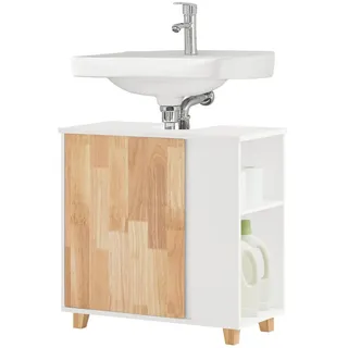 SoBuy Waschbeckenunterschrank mit 2 Türen Weiß 60x30x60cm Funktional
