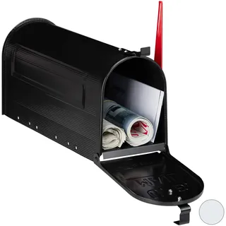 Relaxdays US Mailbox schwarz rot inkl. Zeitungsfach