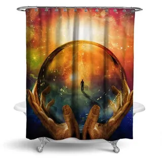 RAHMENLOS® Duschvorhang Motiv Magic - 180 cm x 200 cm Breite 180 cm orange