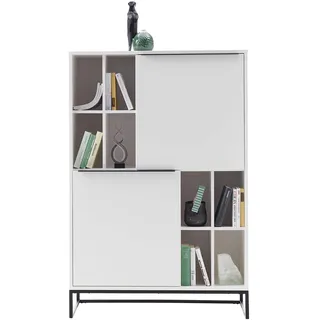 MCA Furniture Highboard weiß matt, Wohnzimmerschrank mit Metallkufengestell, BxHxT 100x149x40 cm