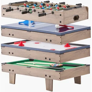 Vevor 4 in 1 Kombi-Spieltisch-Set Airhockey-Tisch (81 cm), Multi-Kombinationstisch mit Pool-Billard & Hockey & Tischfußball & Pingpong & Pushern & Pucks, für Kinder Familienspielzimmer Büro