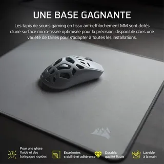 Gaming-Mauspad CORSAIR MM Extended XL, strapazierfähiges Gewebe, rutschfeste Gummibasis, Grau - Grau