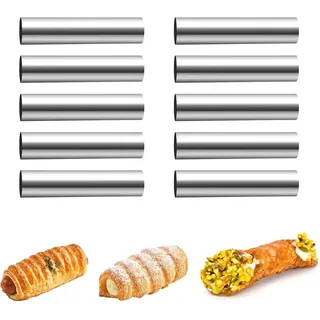 GMMH 10 St Röhrchen Sahnerollen Backform für Schaumrollen Hörnchen, Cremerollen Trubotschki, Schillerlockenform aus Edelstahl, Schillerlocken zum Backen Cannoli