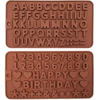 Set Mit 2 Silikonformen In Form Von Buchstaben Und Zahlen Zum Dekorieren Von Geburtstagstorten