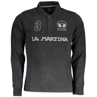 La Martina Poloshirt Elegantes schwarzes Langarm-Polo mit Stickerei für M (48)
