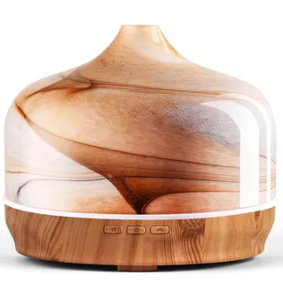 Porseme Aroma Diffuser 500ml, Handgeblasen Glas Luftbefeuchter Ultraschall | Aromatherapie Öle Diffusor mit 7 farbigem LED Licht,Diffusor für Ätherische Öle Letzte 15-21 Stunden, für Wohnung(Desert)