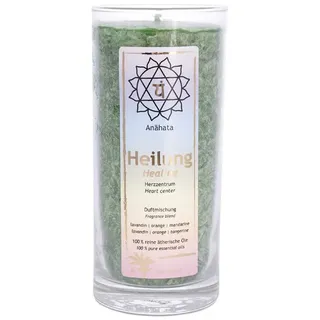 yogabox Stumpenkerze Chakra Duftkerze Anahata: Herzzentrum - Heilung grün (1-tlg), Brenndauer:3600 Min grün Ø 6.5 cm x 6.5 cm x 14 cm x 6.5 cm