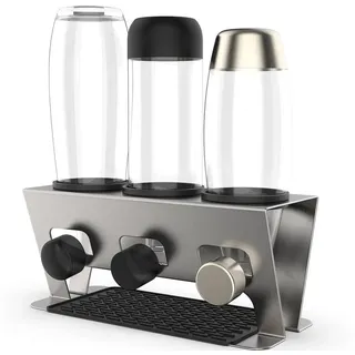 Rainsworth Flaschenhalter, (SodaStream Duo & Crystal Flaschen, 3er SodaStream Zubehoer Abtropfhalter,Soda Stream Abtropfständer), Abtropfgestell Flaschentrockner Glasflasche, Edelstahl silberfarben 3Flaschen