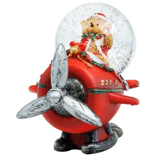 SIKORA Schneekugel 45 mm Weihnachtsbär im Flugzeug
