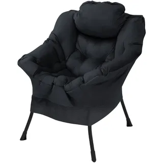 Sessel Relaxsessel Loungesessel Wohnzimmersessel Ohrensessel Baumwolle Schwarz