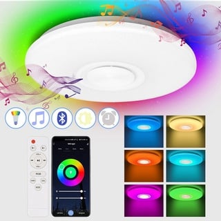 Yakimz 36W LED Deckenleuchte mit Sternenhimmel-Effekt für das Badezimmer, Badlampe, Bluetooth-Musik und Fernbedienung