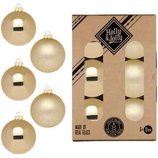Holly & Jolly Christbaumkugeln Weihnachtskugeln Glas Ø 10 cm 6 Stück brokatgold
