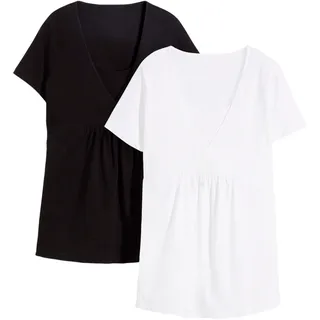 bonprix Stillshirt (Packung, 2-tlg) figurumspielende Passform, mit Wickelschnitt schwarz S (36/38)