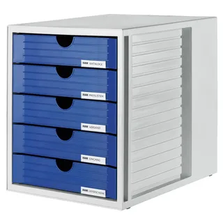 HAN Schubladenbox 36,9 x 36,2 x 31,8 cm 5-tlg. blau/grau