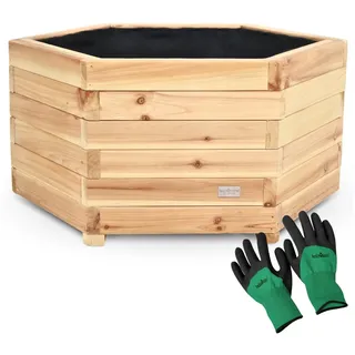 holz4home Outdoor Pflanzkübel XL 6-Eckig 40 x 40 x 40 cm Braun