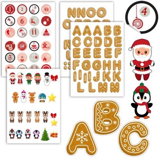 Adventskalender Zahlen Sticker 1-24 - Buchstaben und Figuren Aufkleber Bastelset
