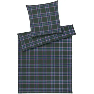 ELEGANTE Westminster Kariert Flanell Moosgrün 155 x 220 cm + 80 x 80 cm