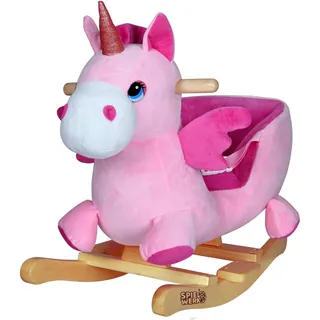 Deuba Spielwerk® Schaukeltier Einhorn inkl. Sound Effekt Sicherheitsgurt Plüsch Schaukel Wippe Kinder Baby Spielzeug Balancetraining besonders weich Schaukelpferd