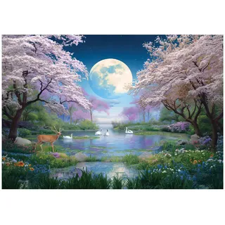 WallArena Fototapete Wald Mond Rosa 200x140 cm