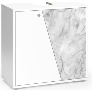 Vicco, Badmöbelset, Waschbeckenunterschrank Irida, Weiß/Marmor, Waschtischunterschrank 60x59 cm