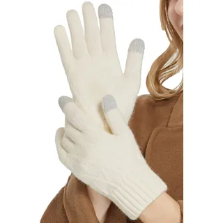 QICEDER Winterhandschuhe für Damen Touchscreen Handschuhe Strick Fingerhandschuhe Sport Warm und Winddicht Winterhandschuhe (Weiß) - Einheitsgröße