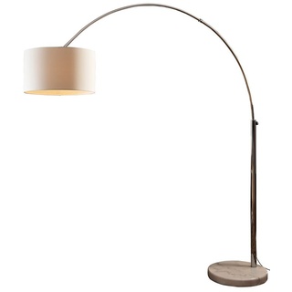 SalesFever Bogenlampe 210 cm | Ø Lampenschirm 35 cm | echter Marmorfuß | B 180 x T 38 x H 210 cm | weiß