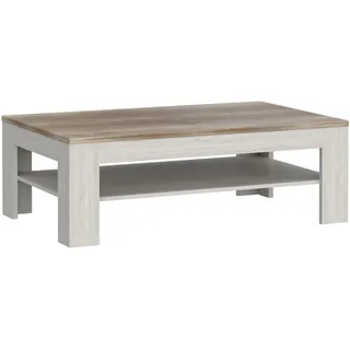 Newroom Couchtisch Pinie Weiß Wohnzimmertisch Modern - 120x43x75 cm (BxHxT) - Sofatisch Ablagetisch Tisch - [Coby.Fourteen] Wohnzimmer Wohnstube