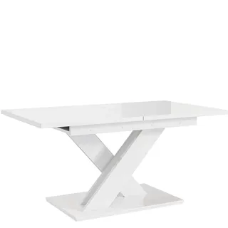 MEBLINI Esstisch Ausziehbar - Esszimmertisch Modern - Küchentisch - Säulentisch - Ausziehtisch - Dining Table - Esszimmertische - 140-180x80x75cm - Bronx - Weiß Hochglanz