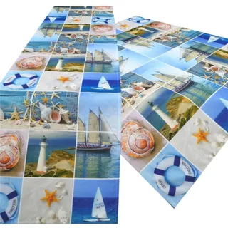 Tischdecke/Mitteldecke/Läufer/Druckmotive/Tischwäsche/Versch. Motive/Maritim/Sommer/Tafeldecke (TW/H 1276, 40x90cm)
