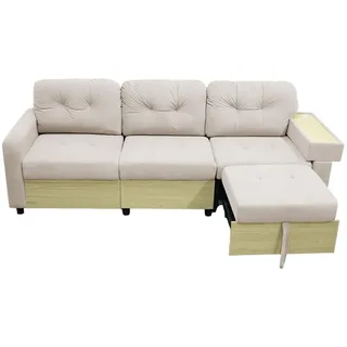 Oxeza Ecksofa, Beige, Textil, Mode, Rechteckig, 228x80 cm, Wohnzimmer, Sofas & Couches, Wohnlandschaften, Ecksofas